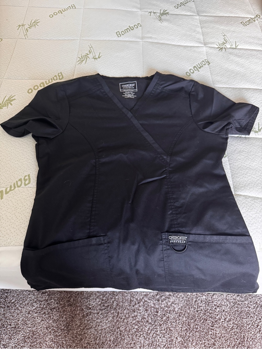 Cherokee Workwear Women's Black Wrap V-Neck Scrub Top